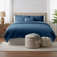 thumbnail image 1 of Clara Clark Quilt Sets, 4 Piece Lightweight Reversible Quilt Bedspread, Grid Weave Coverlet Bedding Set, Twin Navy, 1 of 9