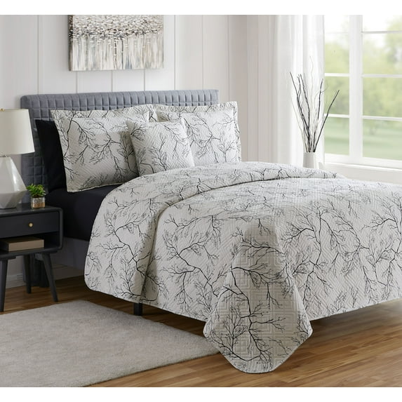 Clara Clark Quilt Set, Twin, Branches, 5 Piece