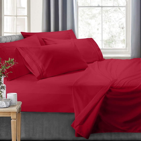 Clara Clark RV/Short Queen 6-Piece Bed Set for Campers - Deep Pocket Fitted Sheet Luxury Soft Microfiber, Hot Pink