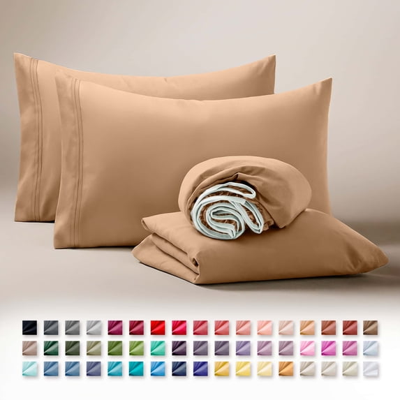 Clara Clark RV/Short Queen Sheets Set, Bed Sheets for Campers Bedding, Hotel Luxury Soft Microfiber 4 Peice, Apricot Orange