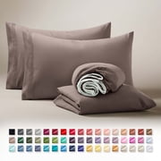 Clara Clark RV/Short Queen Sheets Set, Bed Sheets for Campers Bedding, Hotel Luxury Soft Microfiber 4 Peice, Brown