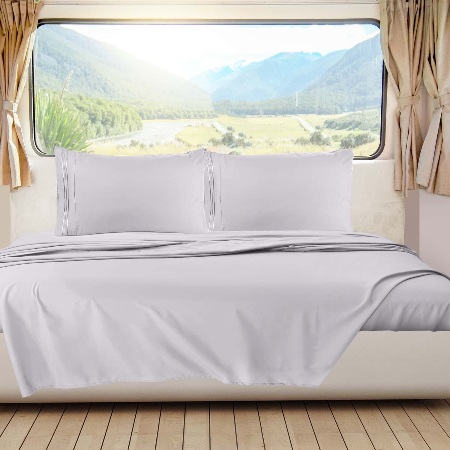 Clara Clark RV/Short Queen Size 4 Piece Bed Sheets Set for Campers