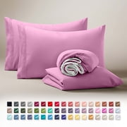 Clara Clark RV/Short Queen Sheets Set, Bed Sheets for Campers Bedding, Hotel Luxury Soft Microfiber 4 Peice, Light Pink