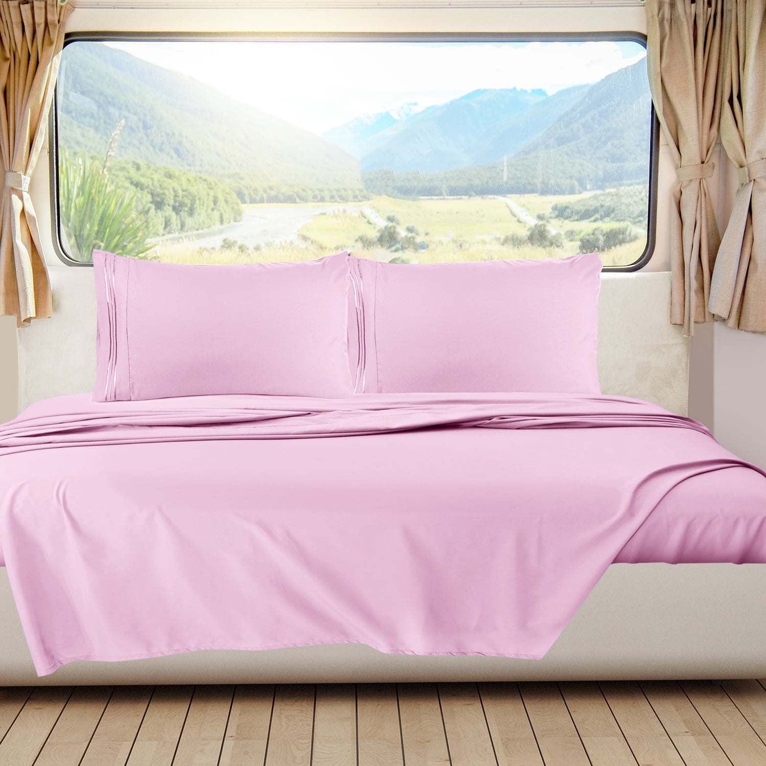 Clara Clark RV/Short Queen Size 4 Piece Bed Sheets Set for Campers