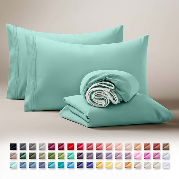Clara Clark RV/Short Queen Sheets Set, Bed Sheets for Campers Bedding, Hotel Luxury Soft Microfiber 4 Peice, Mint Green