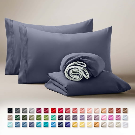 Clara Clark RV/Short Queen Sheets Set, Bed Sheets for Campers Bedding, Hotel Luxury Soft Microfiber 4 Peice, Navy