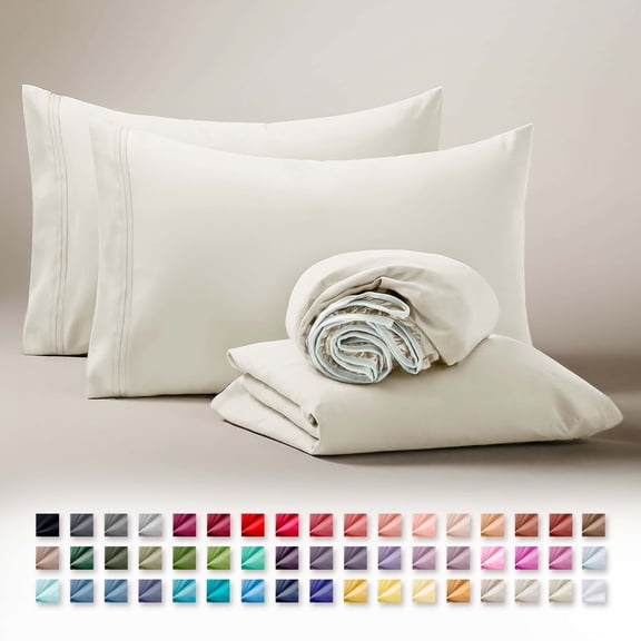 Clara Clark RV/Short Queen Sheets Set, Bed Sheets for Campers Bedding, Hotel Luxury Soft Microfiber 4 Peice, Off White