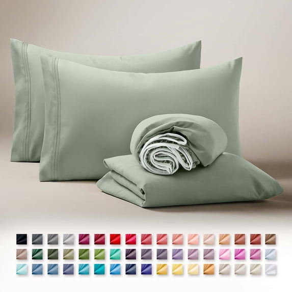 Clara Clark RV/Short Queen Sheets Set, Bed Sheets for Campers Bedding, Hotel Luxury Soft Microfiber 4 Peice, Sage Green