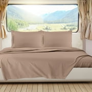 Clara Clark, RV/Short Size, Bed Sheets Set, Luxury Bedding Sheets Set, 4-Piece Bed Set, Deep Pockets Fitted Sheet 100% Soft Microfiber, Hypoallergenic Cool & Breathable, Taupe