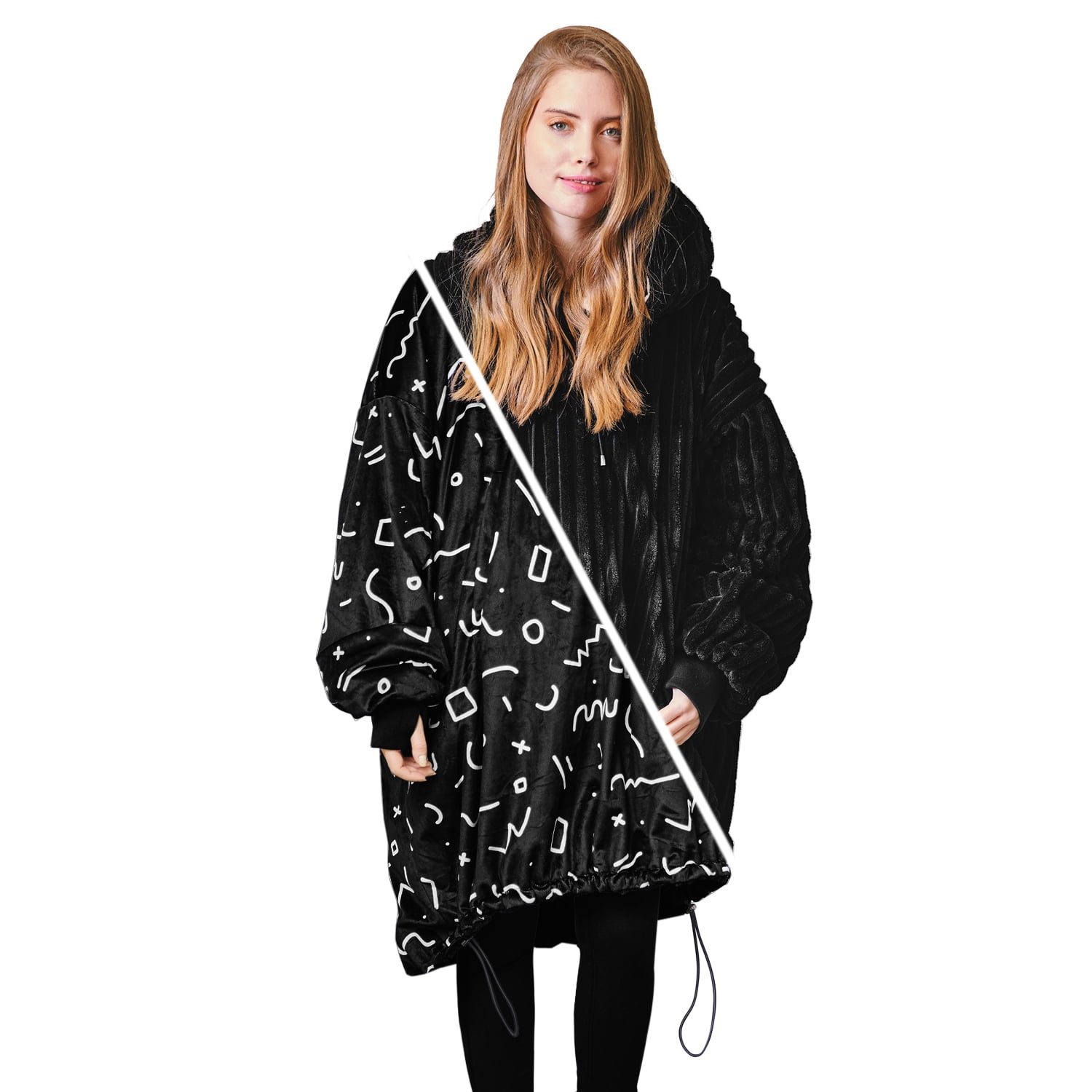 Clara Clark Reversible Wearable Sleep Sack for Adults, Black, Standard Throw
