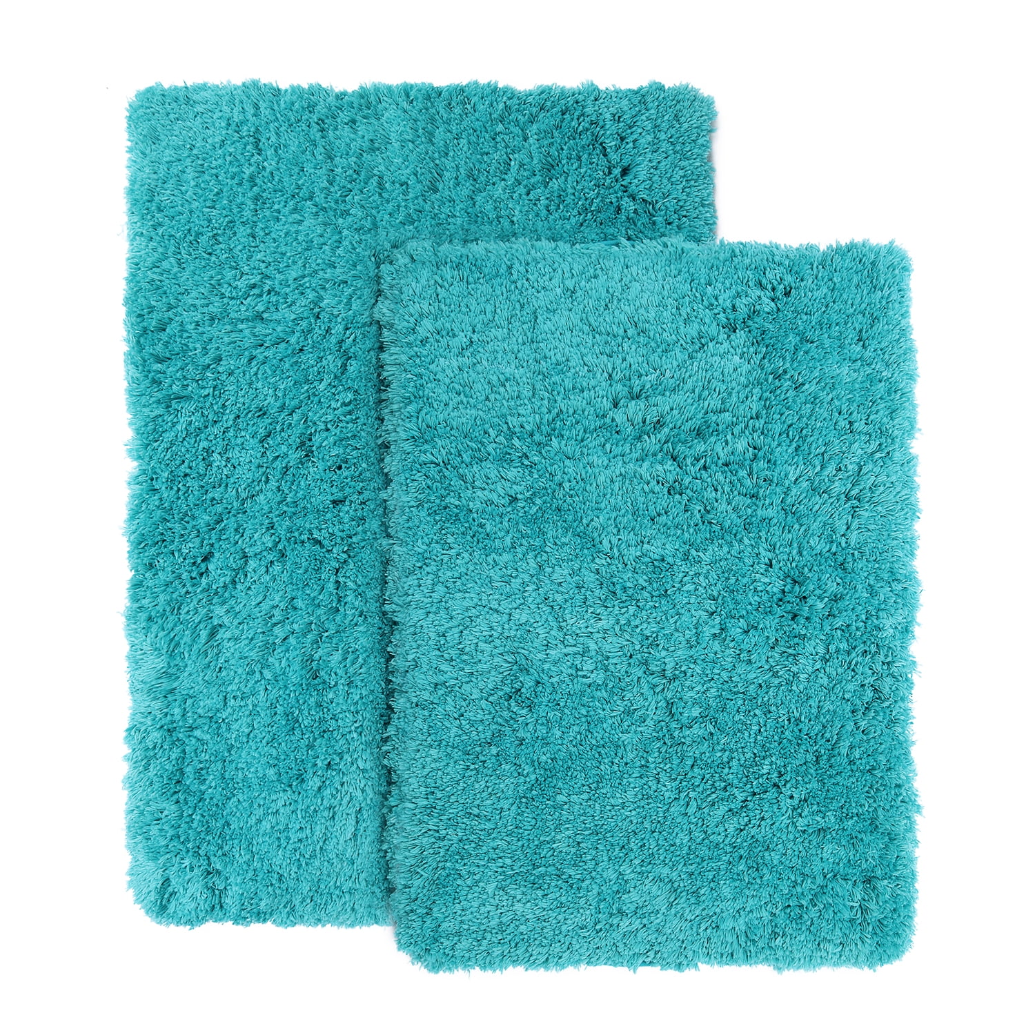 OEAKAY Bath Mat Bathroom Rug Absorbent Non-Slip Washable Shower Floor Mats  Small Carpet 24x43,Turquoise Teal and White
