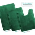 thumbnail image 1 of Clara Clark Set of 3 Absorbent Memory Foam Bath Mat Bathroom Rugs, 20x32, 17x24 and Contour Bath Rug, Hunter Green, 1 of 6