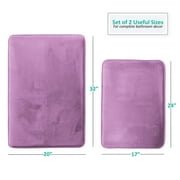 Clara Clark Soft and Plush Lavender Dream Memory Foam Bath Rug, 17'' x 24''/20'' x 32'', (2 Count)