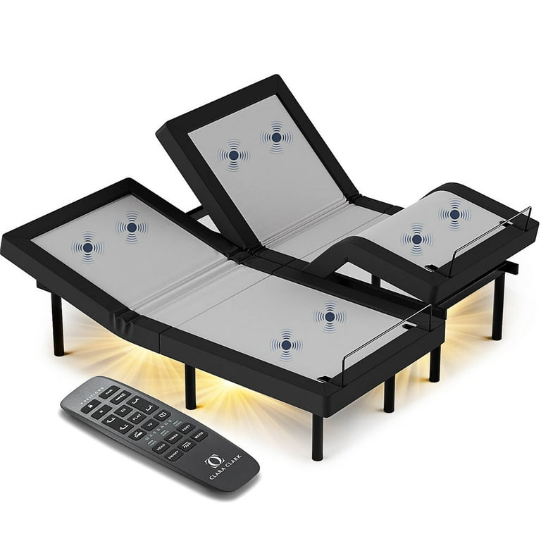 Clara Clark Massaging Zero Gravity, Zero Clearance Adjustable Bed with  Wireless Remote, USB Ports & LED Lights