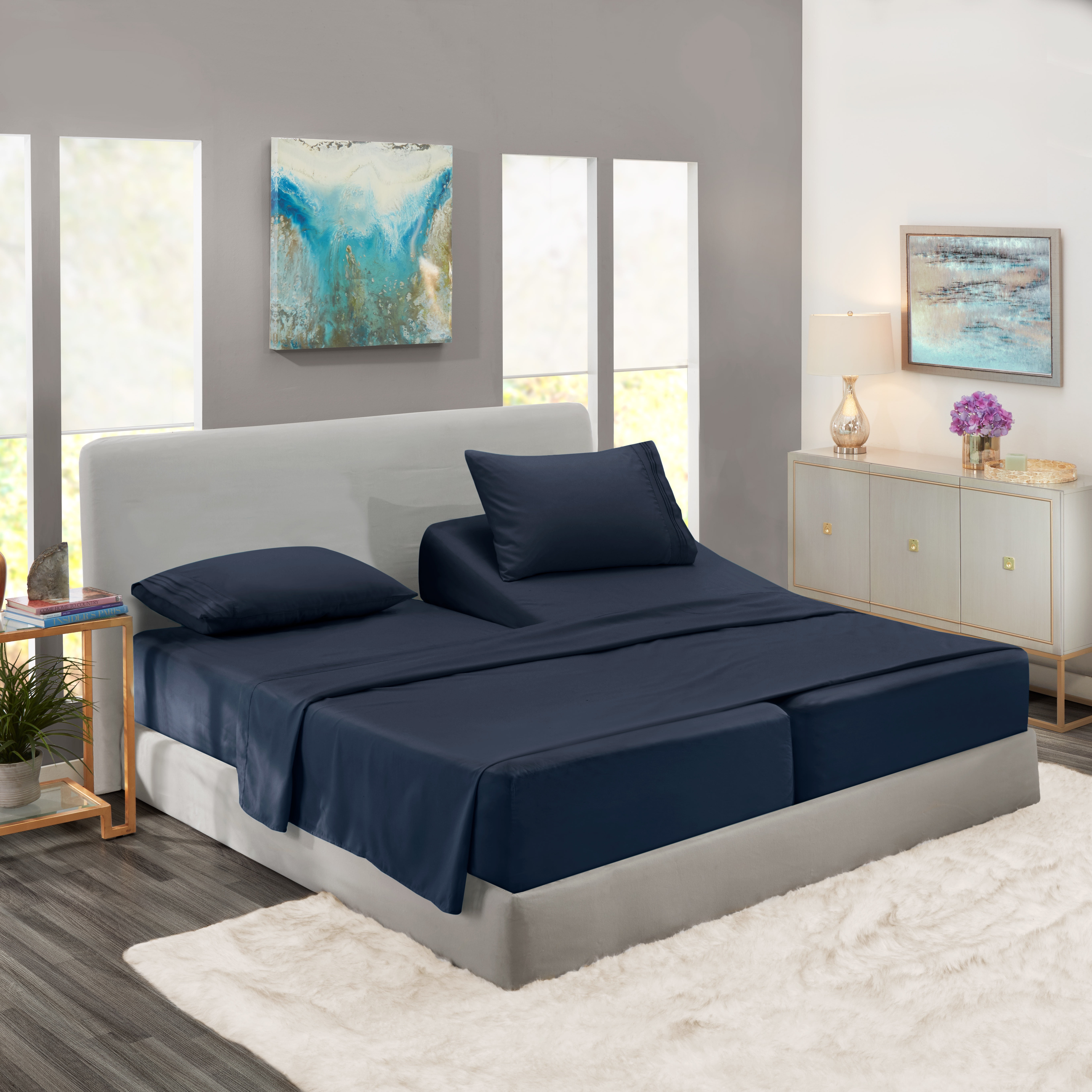 Clara Clark Split King Size Bed Sheets Set for Adjustable Beds