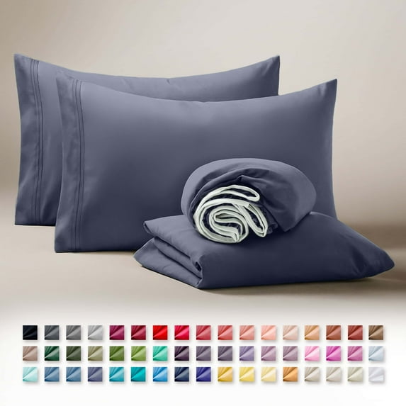 Clara Clark Split King Sheets For Adjustable Bed, Deep Pocket 5 Piece, Hotel Luxury Ultra Soft Microfiber Bed Sheets Set, Navy