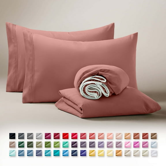 Clara Clark Split King Sheets For Adjustable Bed, Deep Pocket 5 Piece, Hotel Luxury Ultra Soft Microfiber Bed Sheets Set, Pink Clay