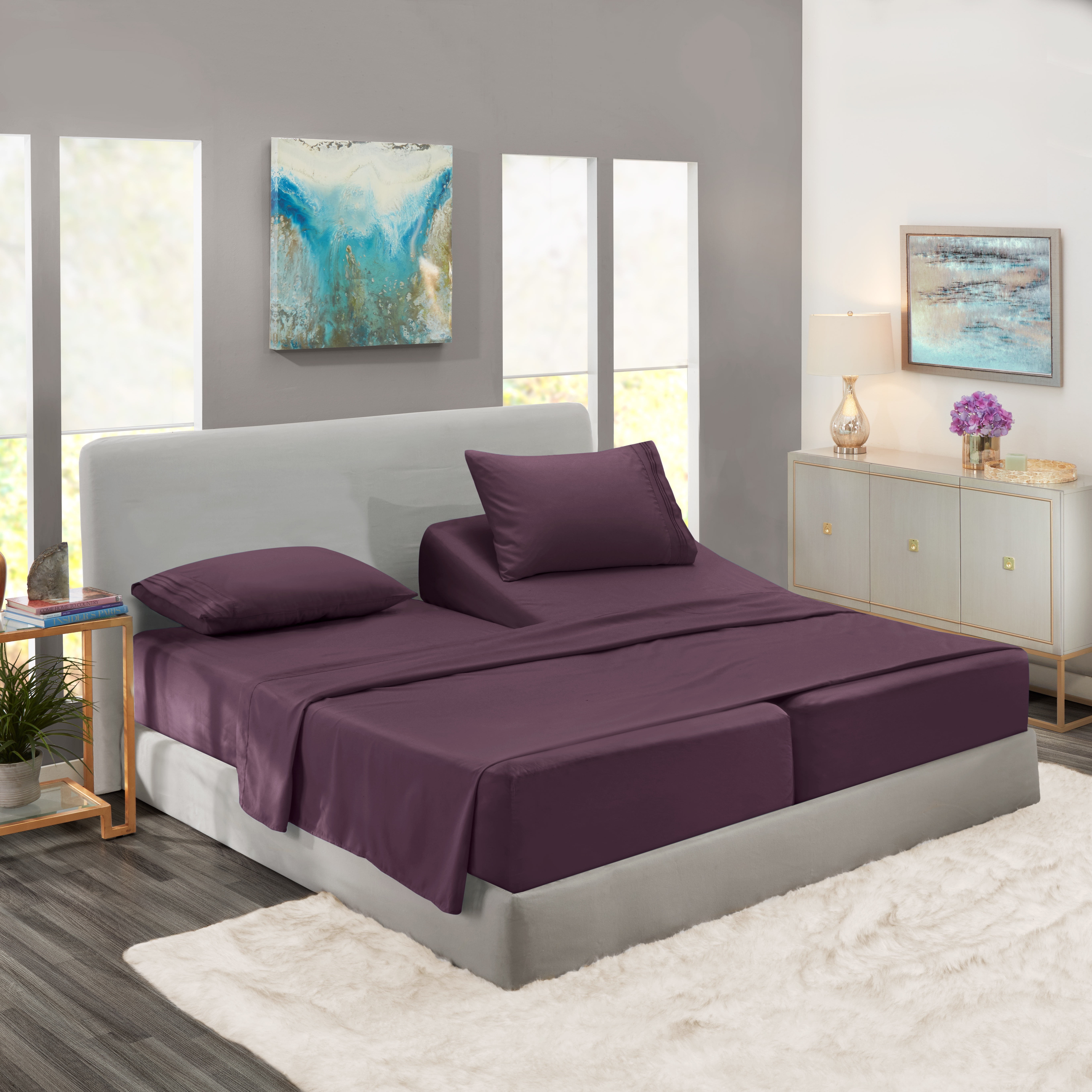 Purple split outlet king mattress
