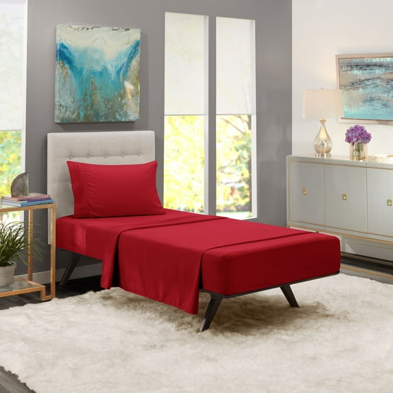 Clara Clark Twin Size Bed Sheets Set - Deep Pocket 3 Piece - 1800 Hotel Luxury Soft Double Brushed Microfiber, Burgundy Red