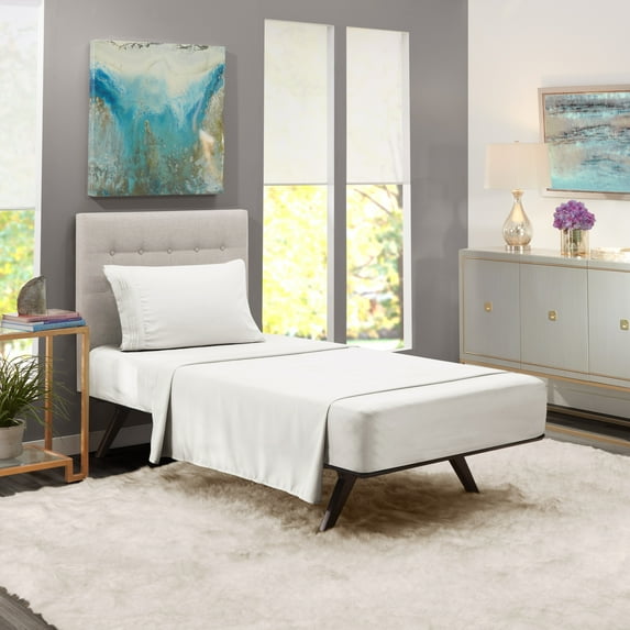 Clara Clark Twin Size Bed Sheets Set - Deep Pocket 3 Piece - 1800 Hotel Luxury Soft Double Brushed Microfiber, White