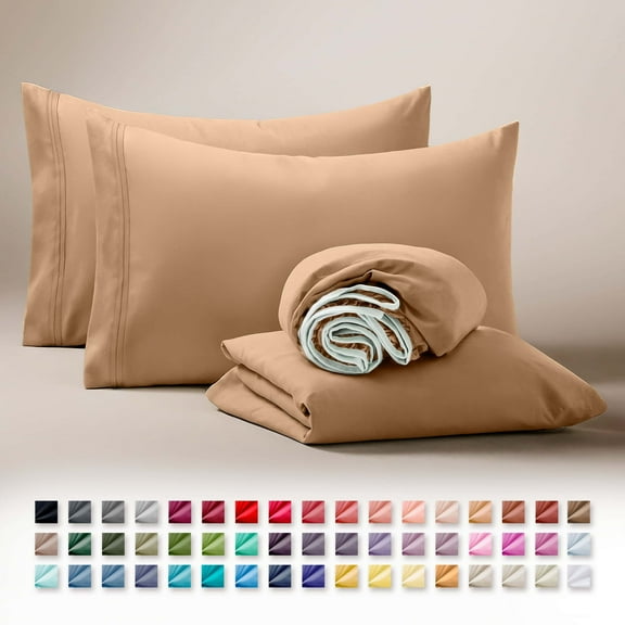 Clara Clark Twin Sheets Set, Hotel Luxury 3 Piece Deep Pocket Bed Sheets Set, Ultra Soft Microfiber Kids Bedding, Apricot Orange