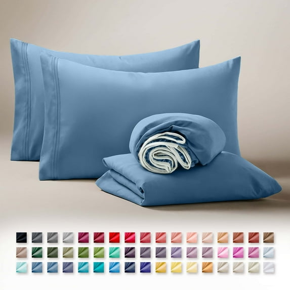 Clara Clark Twin Sheets Set, Hotel Luxury 3 Piece Deep Pocket Bed Sheets Set, Ultra Soft Microfiber Kids Bedding, Blue heaven