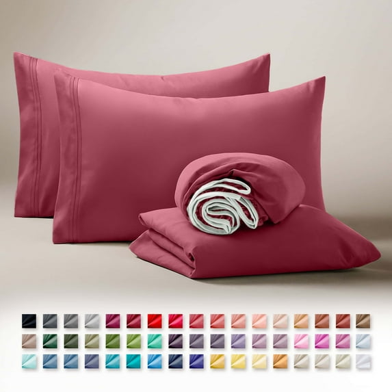 Clara Clark Twin Sheets Set, Hotel Luxury 3 Piece Deep Pocket Bed Sheets Set, Ultra Soft Microfiber Kids Bedding, Burgundy Red