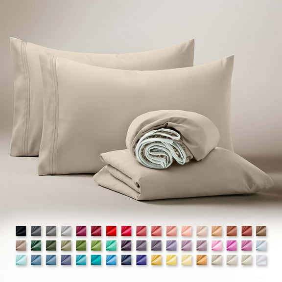 Clara Clark Twin Sheets Set, Hotel Luxury 3 Piece Deep Pocket Bed Sheets Set, Ultra Soft Microfiber Kids Bedding, Cream