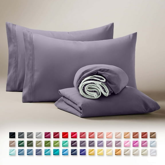 Clara Clark Twin Sheets Set, Hotel Luxury 3 Piece Deep Pocket Bed Sheets Set, Ultra Soft Microfiber Kids Bedding, Purple