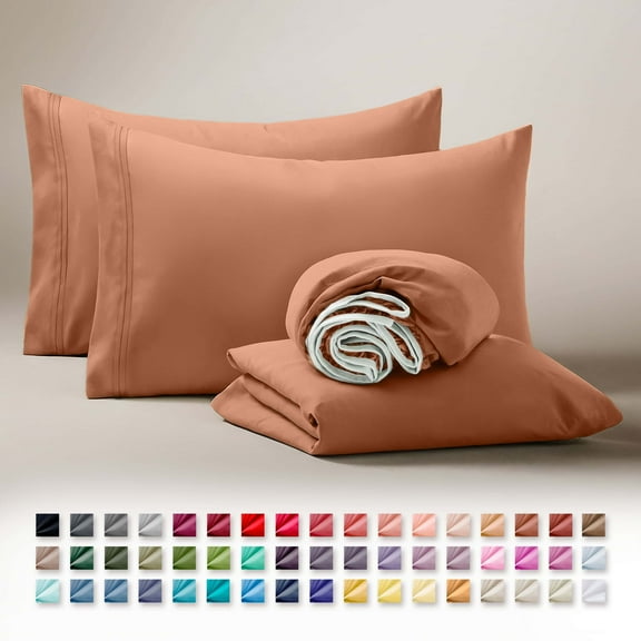 Clara Clark Twin Sheets Set, Hotel Luxury 3 Piece Deep Pocket Bed Sheets Set, Ultra Soft Microfiber Kids Bedding, Rust Orange