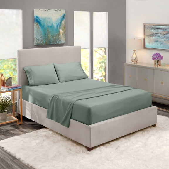 Clara Clark Twin Sheets Set, Hotel Luxury 3 Piece Deep Pocket Bed Sheets Set, Ultra Soft Microfiber Kids Bedding, Sage Green