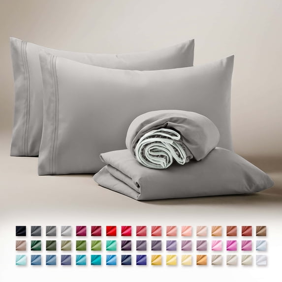 Clara Clark Twin Sheets Set, Hotel Luxury 3 Piece Deep Pocket Bed Sheets Set, Ultra Soft Microfiber Kids Bedding, Silver Gray
