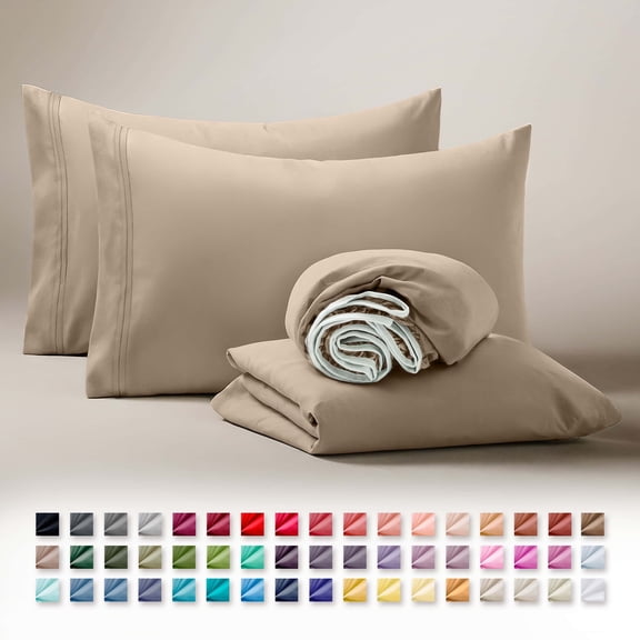 Clara Clark Twin Sheets Set, Hotel Luxury 3 Piece Deep Pocket Bed Sheets Set, Ultra Soft Microfiber Kids Bedding, Taupe
