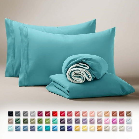 Clara Clark Twin Sheets Set, Hotel Luxury 3 Piece Deep Pocket Bed Sheets Set, Ultra Soft Microfiber Kids Bedding, Teal