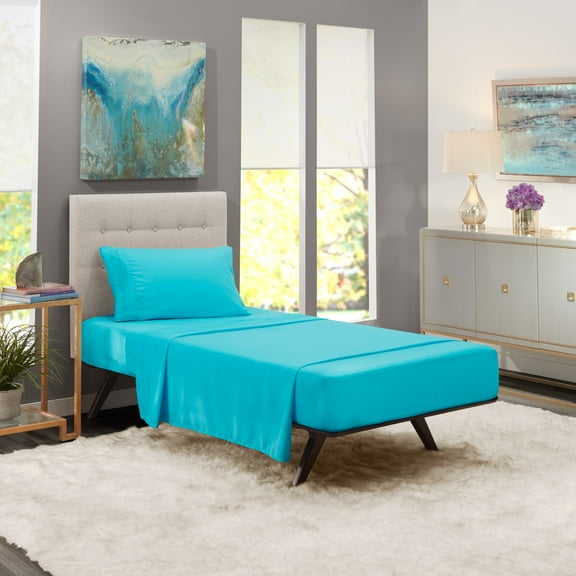 Clara Clark Twin XL Size Bed Sheets Set - Deep Pocket College Dorm 3 Piece Sheet Set - Hotel Luxury Soft Double Brushed Microfiber, Beach Blue