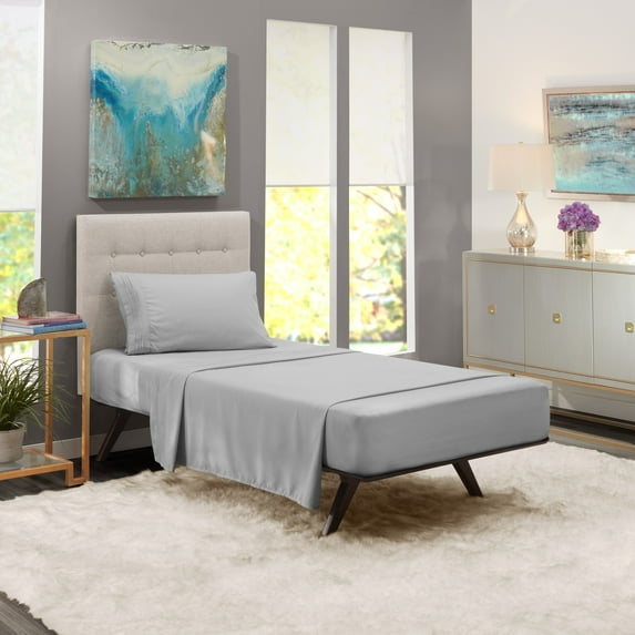 Clara Clark Twin XL Size Bed Sheets Set - Deep Pocket College Dorm 3 Piece Sheet Set - Hotel Luxury Soft Double Brushed Microfiber, Silver Gray