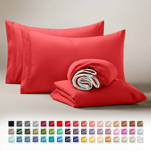 Clara Clark Twin XL Sheets Set, Hotel Luxury 3 Piece Deep Pocket Dorm Sheets, Ultra Soft Microfiber Bed Sheets Set, Cherry Red
