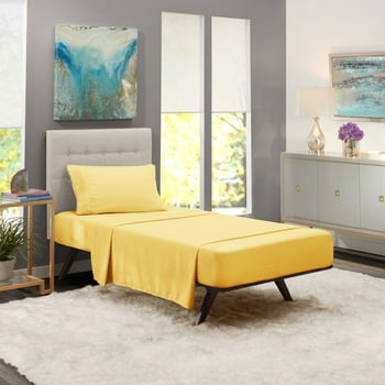 Clara Clark Twin XL Size Deep Pocket 3 Piece Bed Sheets Set, 1800 Series Hotel Luxury Soft Microfiber, Custard Yellow