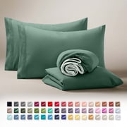Clara Clark Twin XL Sheets Set, Hotel Luxury 3 Piece Deep Pocket Dorm Sheets, Ultra Soft Microfiber Bed Sheets Set, Hunter Green