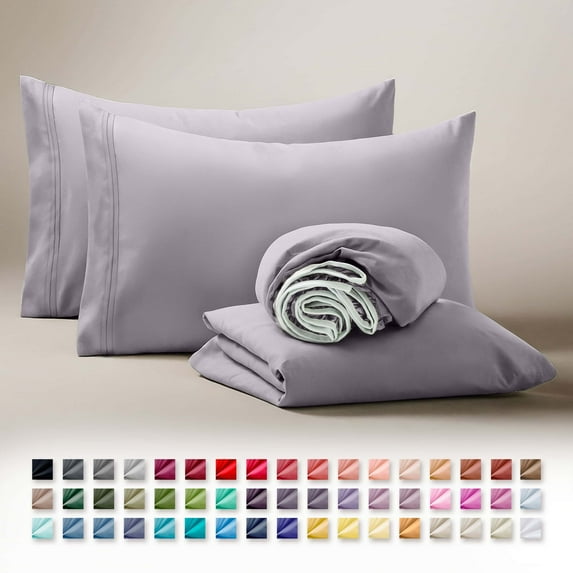 Clara Clark Twin XL Sheets Set, Hotel Luxury 3 Piece Deep Pocket Dorm Sheets, Ultra Soft Microfiber Bed Sheets Set, Light Gray lavender