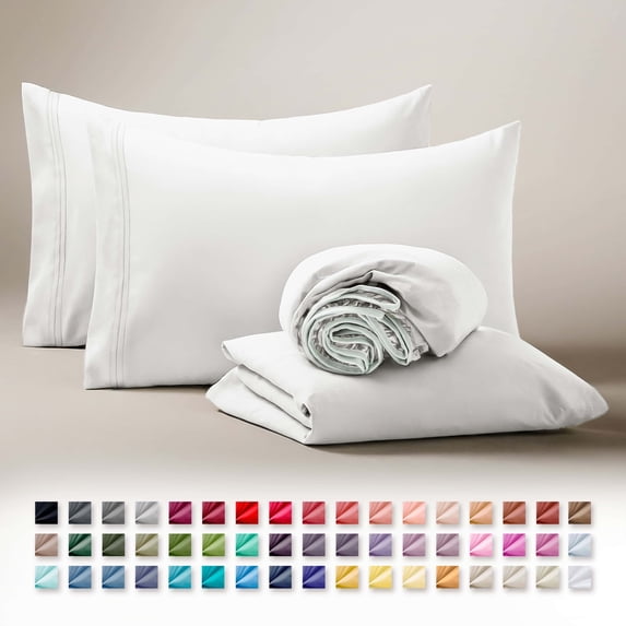 Clara Clark Twin XL Sheets Set, Hotel Luxury 3 Piece Deep Pocket Dorm Sheets, Ultra Soft Microfiber Bed Sheets Set, White