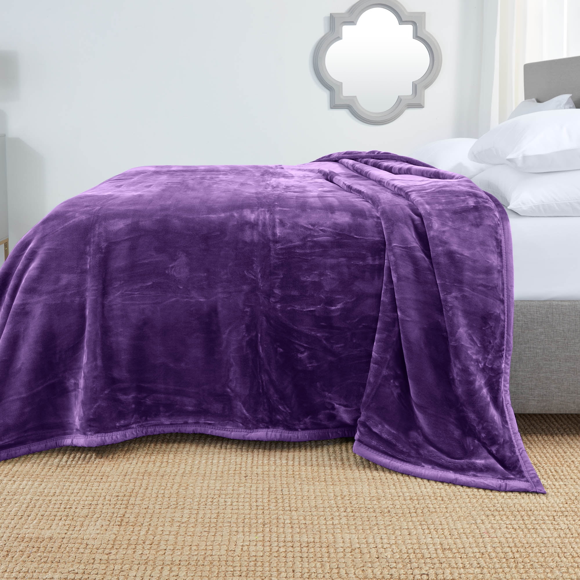 Clara Clark Ultra Plush Heavy Thick Raschel Imitation Mink Bed Blanket, 55 x 82, Eggplant