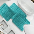 thumbnail image 1 of Clara Clark Ultra Soft Non Slip and Absorbent Bath Rug - Tiled Velvet Memory Foam Bath Mat Teal Small-Large-Contour (3PK), 1 of 5