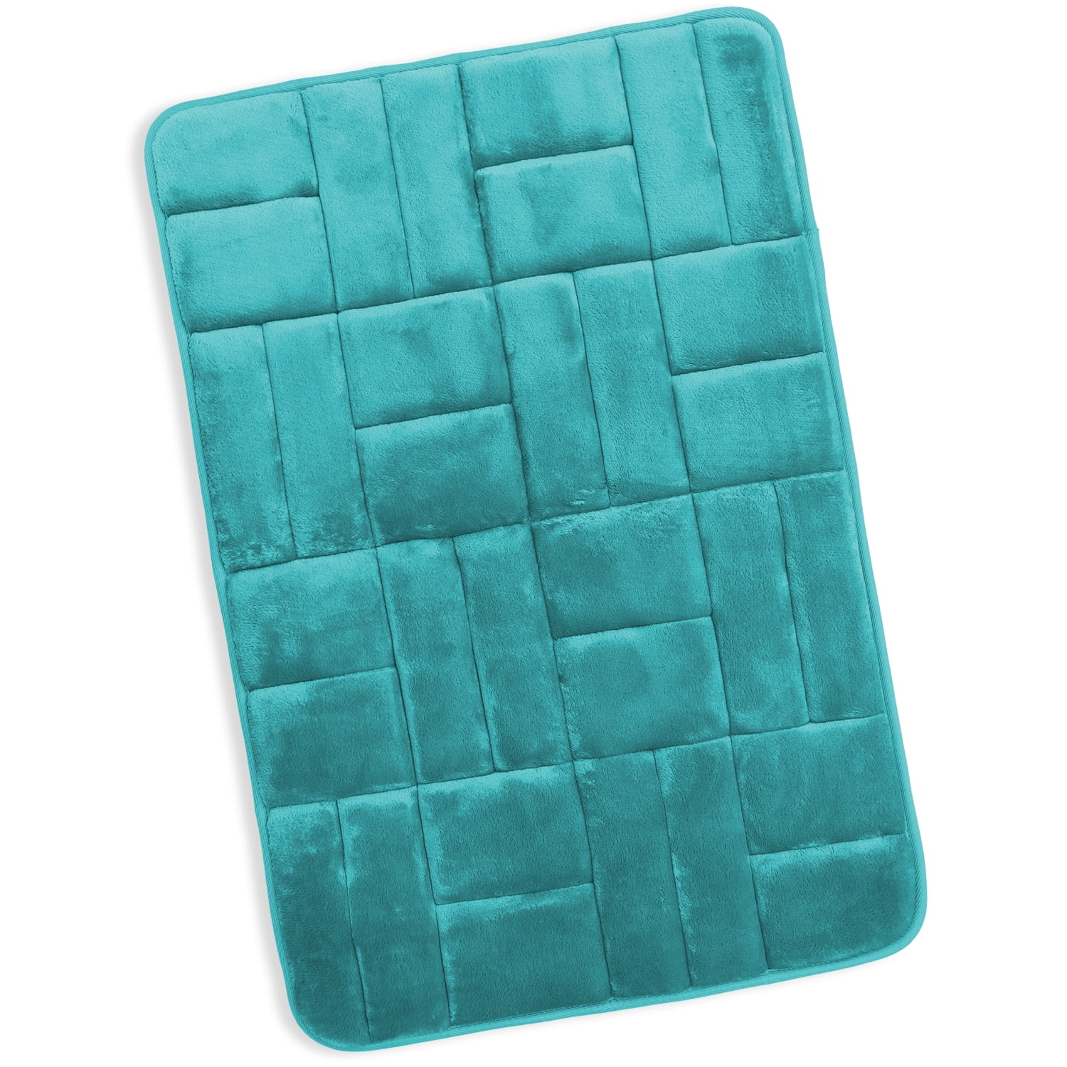 Teal Small Memory Foam Microfiber Bath Rug