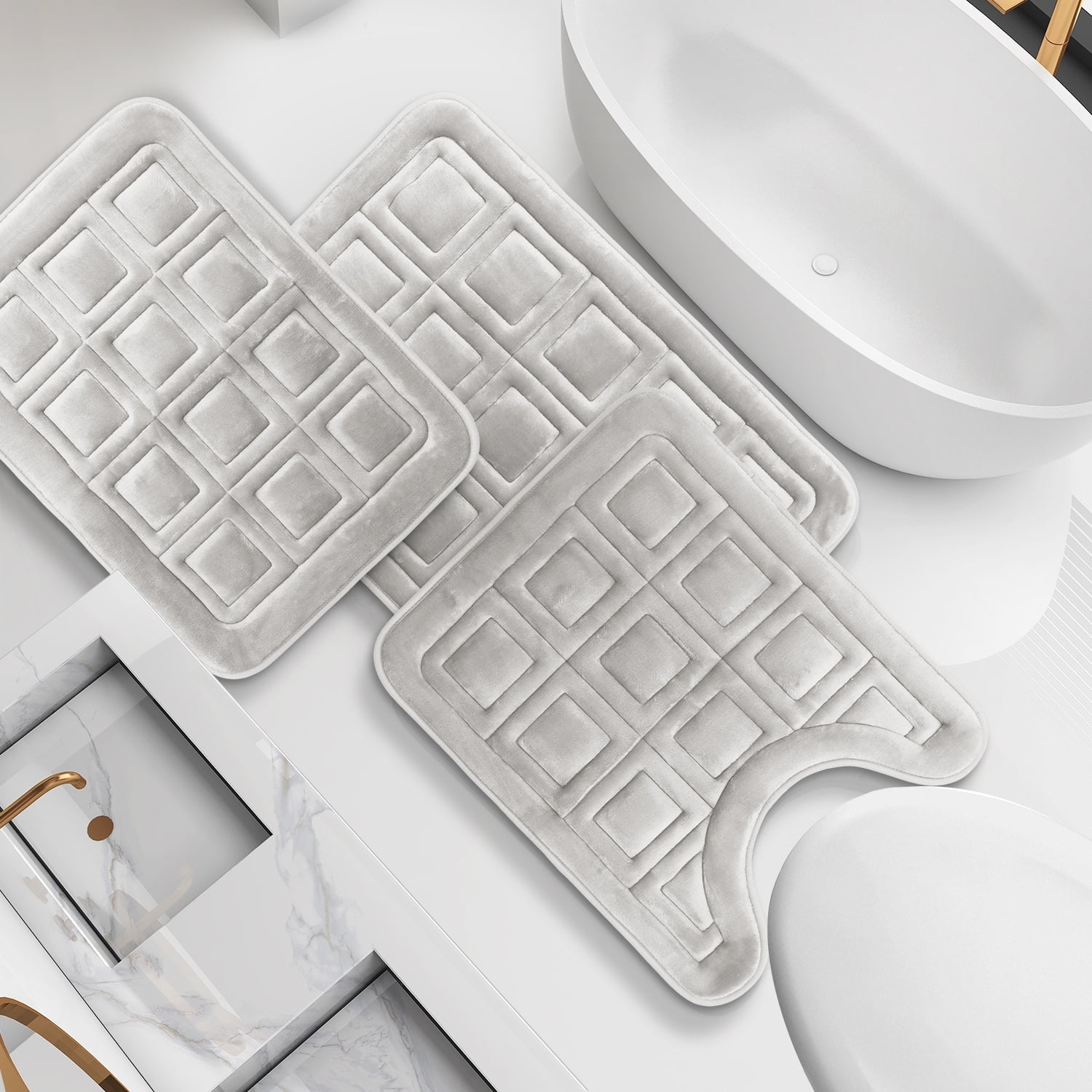 Clara Clark Ultra Soft Non Slip and Absorbent Bath Rug Waffled Velvet