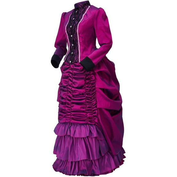 Clara Clayton Costume Purple Dress Women's Victotian Bustle Dress Gown