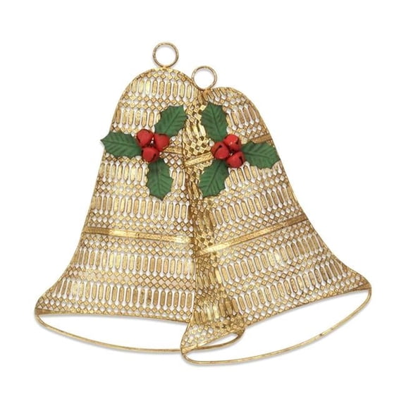 Clara Gold Metal Holiday Bell Wall Decor - Gold - 14in. W x 13.5in. H - Handmade Design