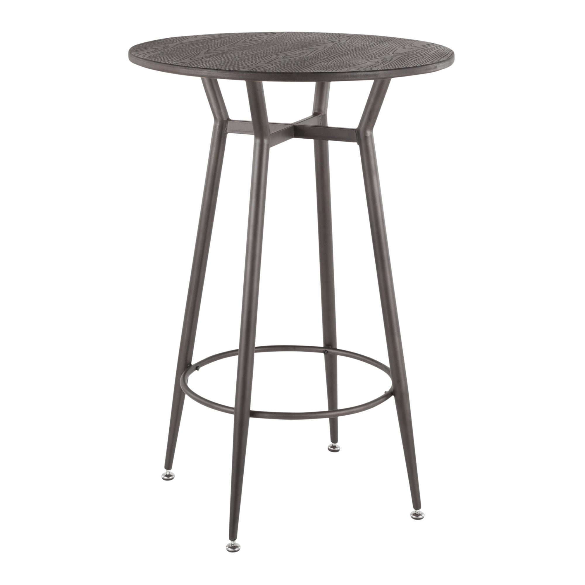 Clara Industrial Round Bar Table in Antique Metal with Espresso Wood ...