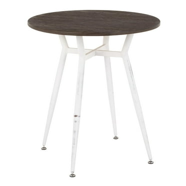 Clara Industrial Round Dinette Table in Vintage White Metal and Espresso Wood-Pressed Grain Bamboo by LumiSource