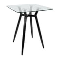 thumbnail image 1 of Clara Mid-Century Modern Square Counter Table with Black Metal Legs and Clear Glass Top by LumiSource, 1 of 9